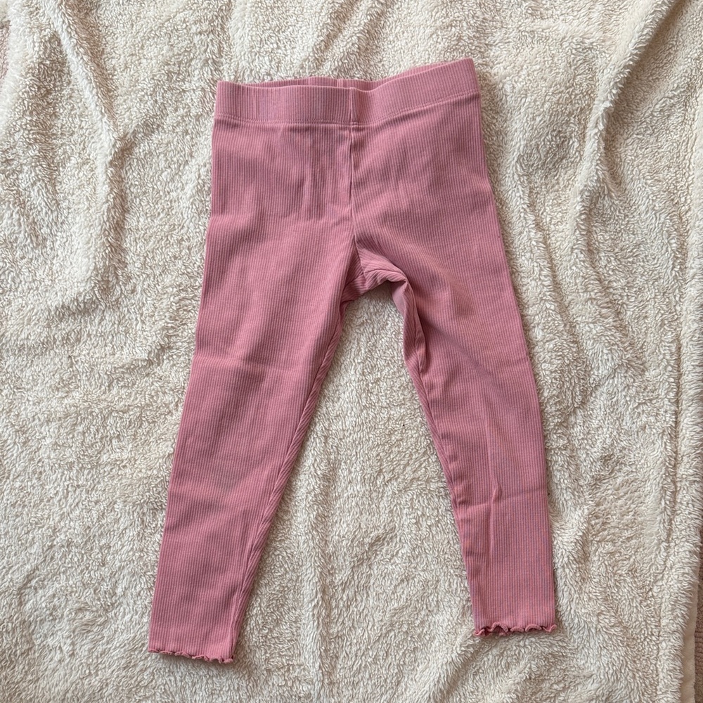 Pink Ribbed Kids Leggings